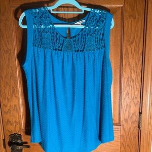 Blue Lace Sleeveless Top